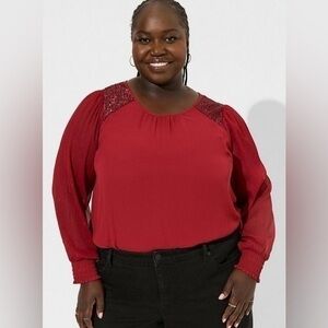 Torrid 1X Georgette with sequin trim blouse NWT